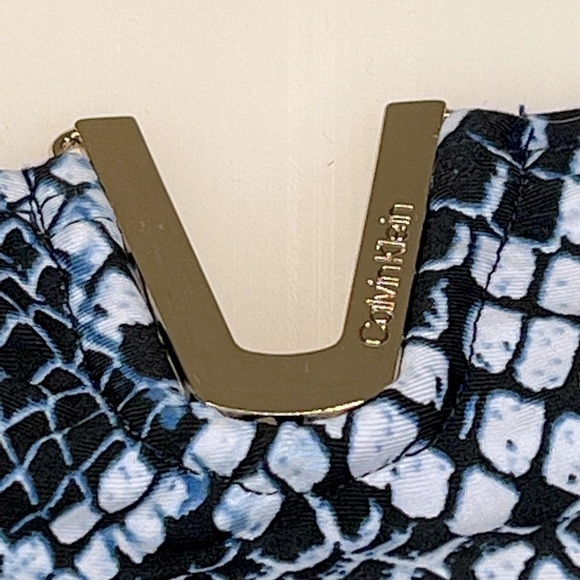 Calvin Klein Women's Blue Black White Snakeskin Print One-Piece Swimsuit - Picture 7 of 11